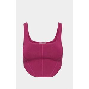 Babaton Sculpt Knit Bustier Tank Top Purple Sleeveless Fitted Size: Small